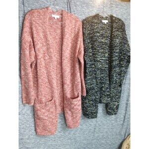 {2} Women’s Sz 1X New Directions Open Front Knit Cardigan Sweaters